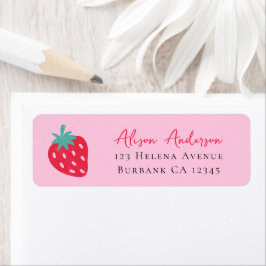 Berry Sweet Strawberry Baby Shower Returadress Etikett