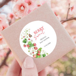 Berry Sweet Strawberry Baby Shower Runt Klistermärke