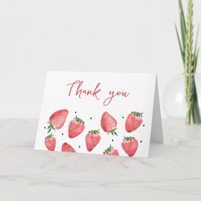 Berry Sweet Strawberry Baby Shower Tack Kort (Framsida)