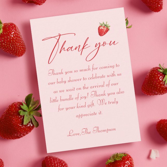 Berry Sweet Strawberry Baby Shower Tack Kort (Skapare uppladdad)
