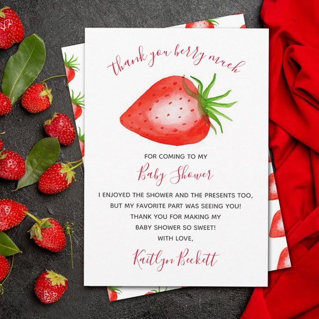 Berry Sweet Strawberry Baby Shower Tack Kort (Skapare uppladdad)