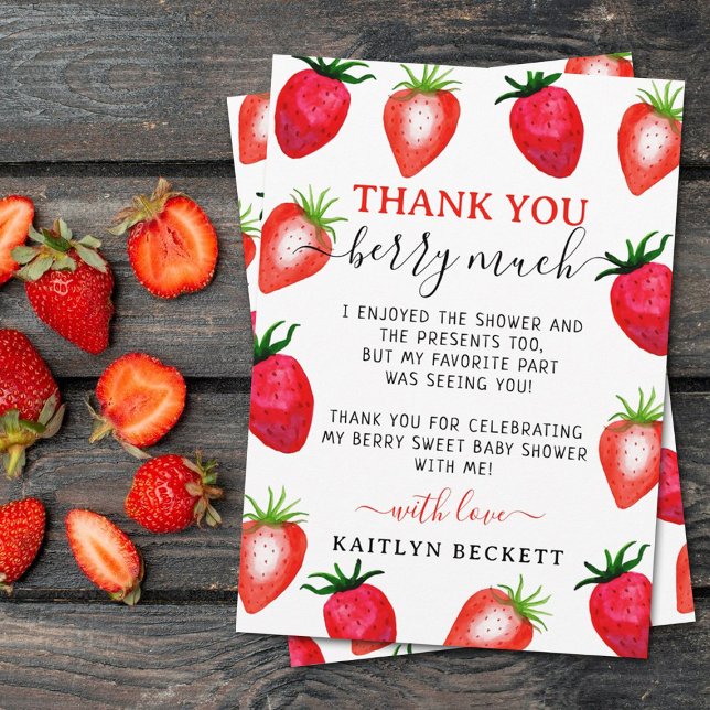 Berry Sweet Strawberry Baby Shower Tack Kort (Skapare uppladdad)