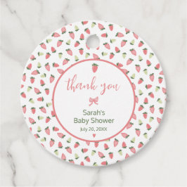 Berry Sweet Strawberry Baby Shower Thank You Gåvor Etiketter