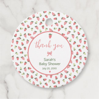 Berry Sweet Strawberry Baby Shower Thank You Gåvor Etiketter