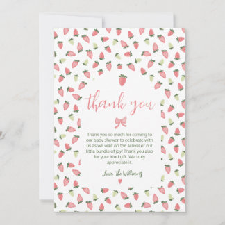 Berry Sweet Strawberry Baby Shower Thank You Tack Kort