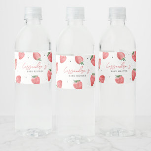 Berry Sweet Strawberry Baby Shower Vattenflaskor Etikett