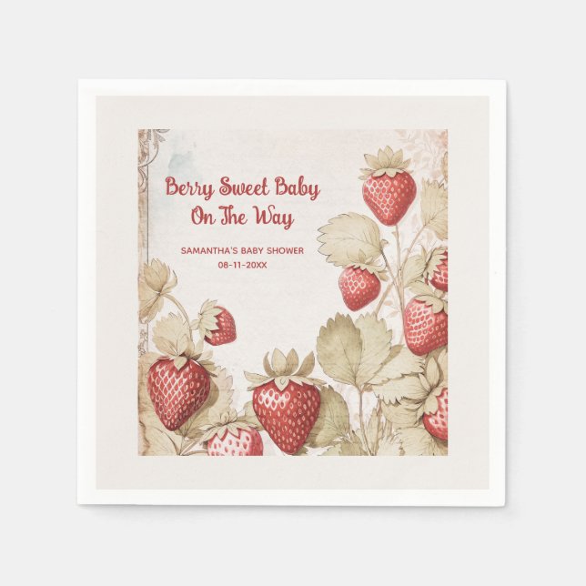 Berry Sweet Strawberry babydusch Pappersservett (Framsidan)