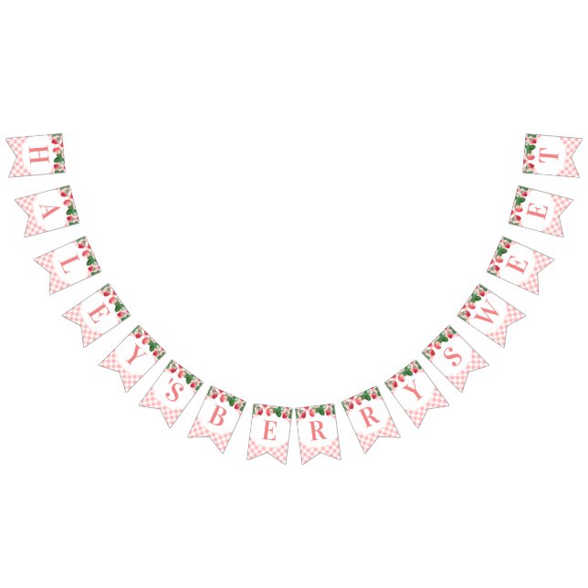 Berry Sweet Strawberry Birthday eller Baby Shower Vimplar (Alla)