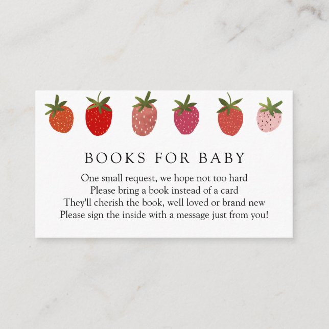 Berry Sweet Strawberry Bokar för Baby-kort Tilläggskort (Framsida)