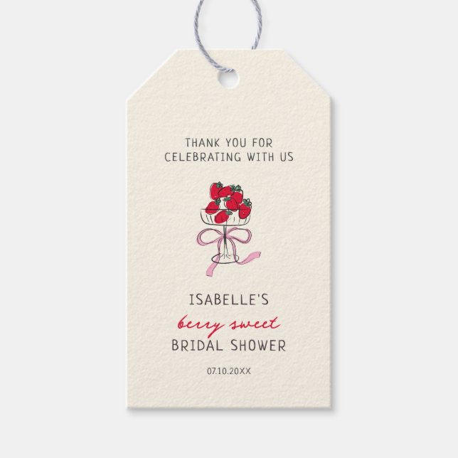 Berry Sweet Strawberry Bridal Shower  Presentetikett (Framsidan)
