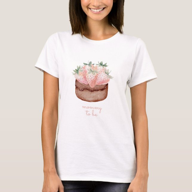 Berry Sweet Strawberry Cuptårta Baby Shower Mamma T Shirt (Framsida)
