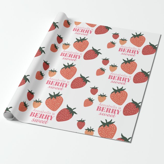 Berry Sweet Strawberry Eget namn Presentpapper (Utrullad)