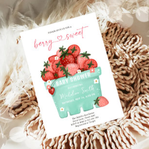 Berry Sweet Strawberry Farmers Market Baby Shower Inbjudningar