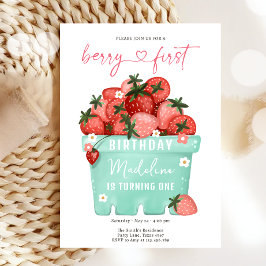 Berry Sweet Strawberry Farmers Market Birthday Inbjudningar