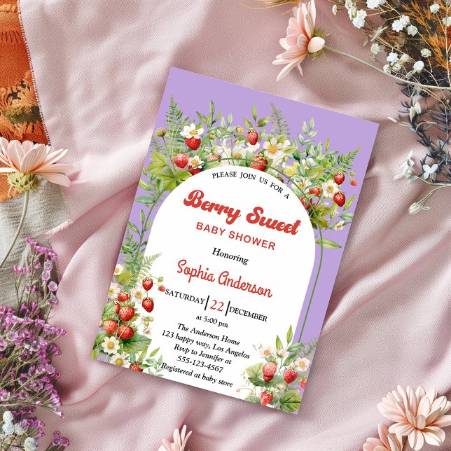 Berry Sweet Strawberry | Floral Baby Shower Inbjudningar (Skapare uppladdad)