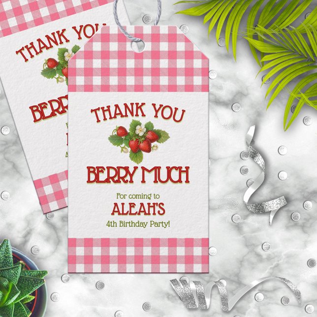 Berry Sweet Strawberry Födelsedagsfest Presentetikett (Skapare uppladdad)