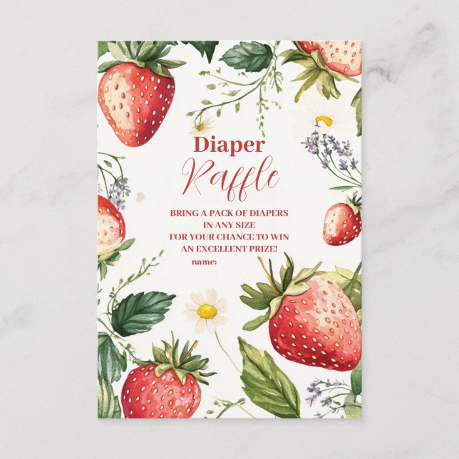 Berry Sweet Strawberry Girl Baby Diapper Raffle Tilläggskort (Framsida)