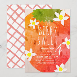 Berry Sweet Strawberry Girl Birthday Inbjudningar
