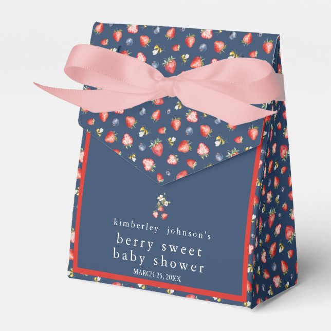 Berry Sweet Strawberry Girl Shower Favbox Presentaskar (Framsidan Sidan)