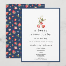 Berry Sweet Strawberry Girl Shower-inbjudan