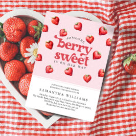 Berry Sweet Strawberry Heart Girl Shower Inbjudningar