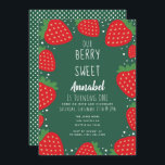 Berry Sweet Strawberry Kids 1:a födelsedagen Inbjudningar<br><div class="desc">Den här söta "berry gulliga" flickans inbjudan på första födelsedag har en grönt bakgrund med jordgubbar. Den omvända sidan har gröntens bakgrund och vit polka dots. Du kan anpassa detta ytterligare genom att klicka på knappen "PERSONALIZE". Matcha artiklar i vår butik för ett helt tema i party. Kontakta oss på...</div>