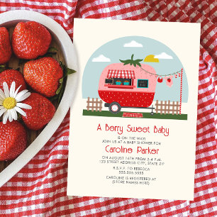 Berry Sweet Strawberry Market Camper Baby Shower Inbjudningar
