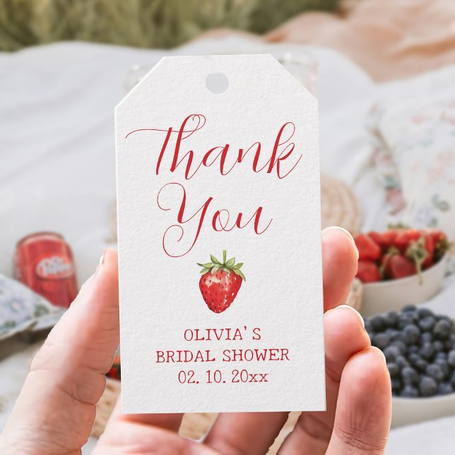 Berry Sweet Strawberry Möhippa Favor Presentetikett (Skapare uppladdad)