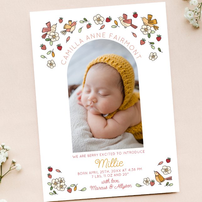 Berry Sweet Strawberry Nickname Baby Photo Birth Meddelande (Skapare uppladdad)