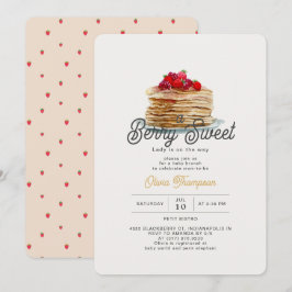 Berry Sweet Strawberry Pancakes Brunch Baby Shower Inbjudningar