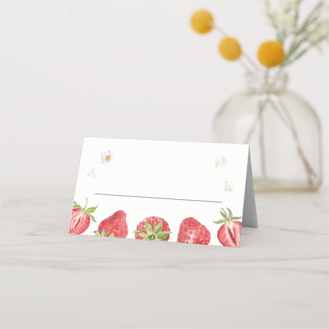 Berry Sweet Strawberry Party Bord Place Cards Placeringskort (Framsida)