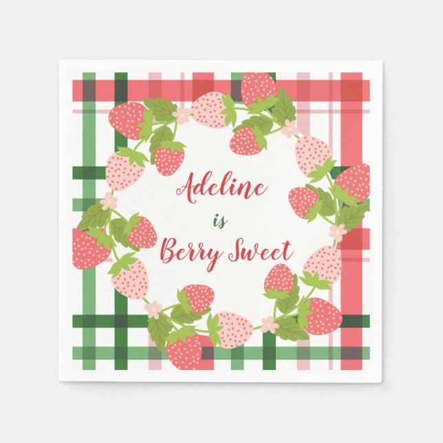 Berry Sweet Strawberry Party Pappersservett (Framsidan)