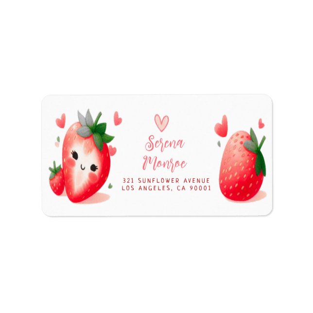 Berry Sweet Strawberry Party Return-adressetikett Adressetikett (Framsidan)