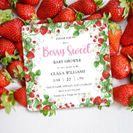Berry Sweet Strawberry Ram Baby Shower Inbjudningar