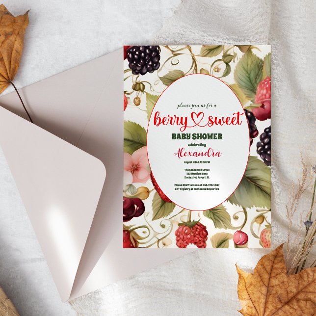 Berry Sweet Strawberry Red Blue Shower Inbjudningar (Skapare uppladdad)