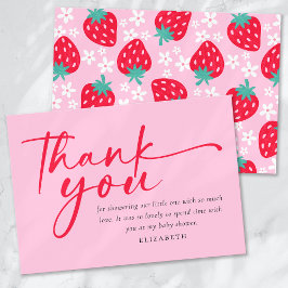 Berry Sweet Strawberry Red Rosa Baby Shower Tack Kort