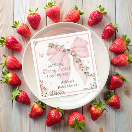 Berry Sweet Strawberry Rosa Bow Blommigt Baby Show Pappersservett
