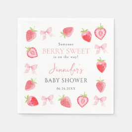 Berry Sweet Strawberry Rosa Bow Flicka Shower Pappersservett