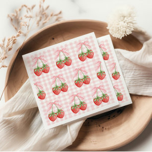 Berry Sweet Strawberry Rosa Gingham Pappersservett