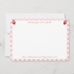 Berry Sweet Strawberry Rosa Vichy Baby Shower Tack Kort
