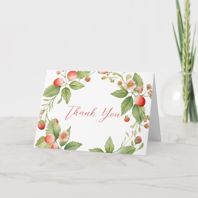 Berry Sweet Strawberry Shower - tack för ditt kort (Framsida)