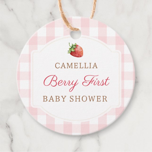 Berry Sweet Strawberry Sylt Baby Shower Gåvor Etiketter (Framsida)