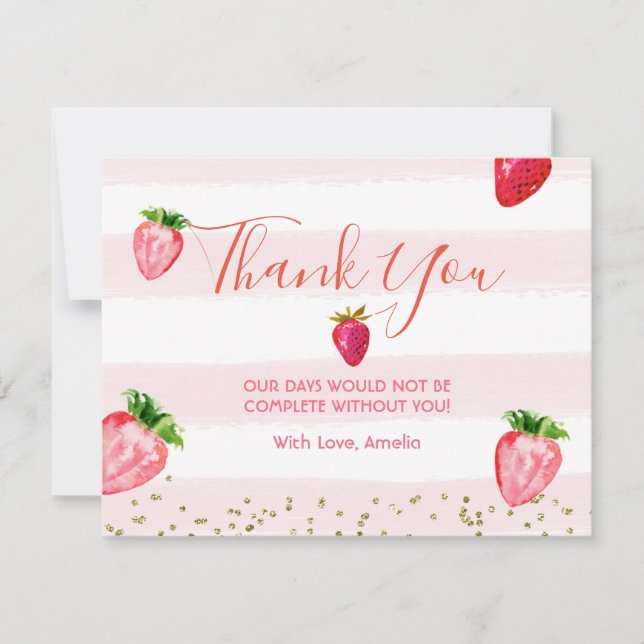 Berry Sweet Strawberry Tackkort Card Tack Kort (Framsida)
