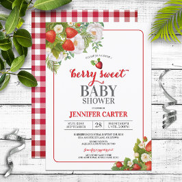Berry Sweet Strawberry Theme Baby Shower Inbjudningar