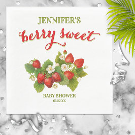Berry Sweet Strawberry Theme Baby Shower Pappersservett