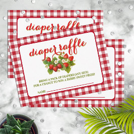 Berry Sweet Strawberry Theme Diaper Raffle Tilläggskort