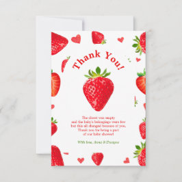 Berry Sweet Strawberry Vår Fruit Baby Shower Tack Kort