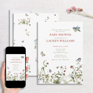 Berry Sweet Strawberry Watercolor Baby Shower Inbjudningar