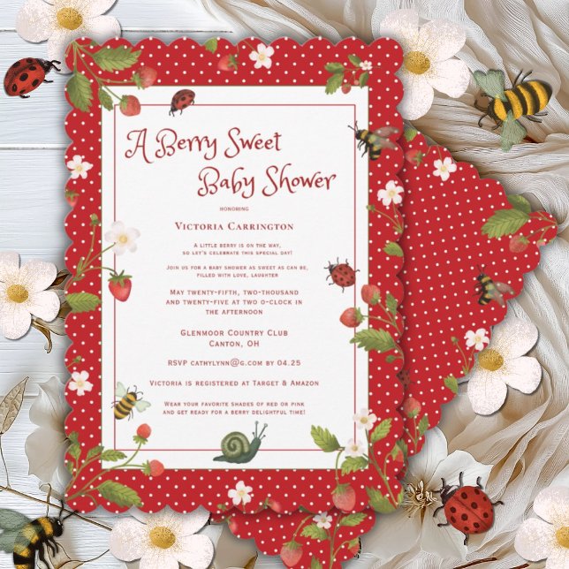 Berry Sweet Strawberry Watercolor Baby Shower Inbjudningar (Skapare uppladdad)