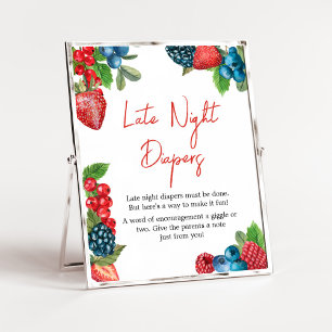 Berry Sweet Summer Baby Shower sent på natten Diap Poster